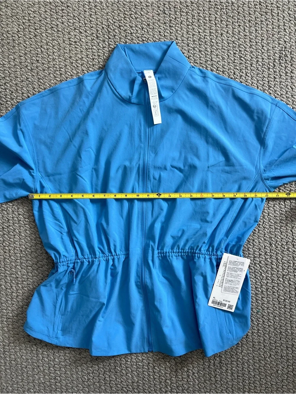 Bright UV Protective Blue Cinch-Waist Running Zip Jacket size extra large XL